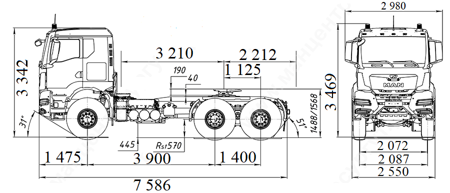 Автопаливозаправник АПЗ-15 на базі MAN TGS 33.400 6X6 3 секції