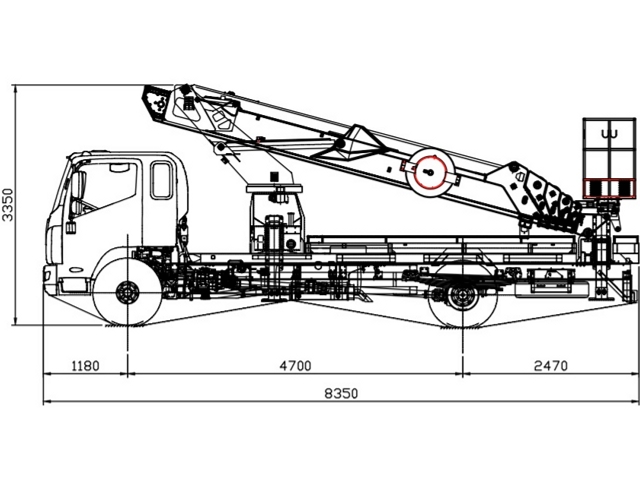 креслення автогідропідіймача DASAN DS 350 на шасі ISUZU NQR 90