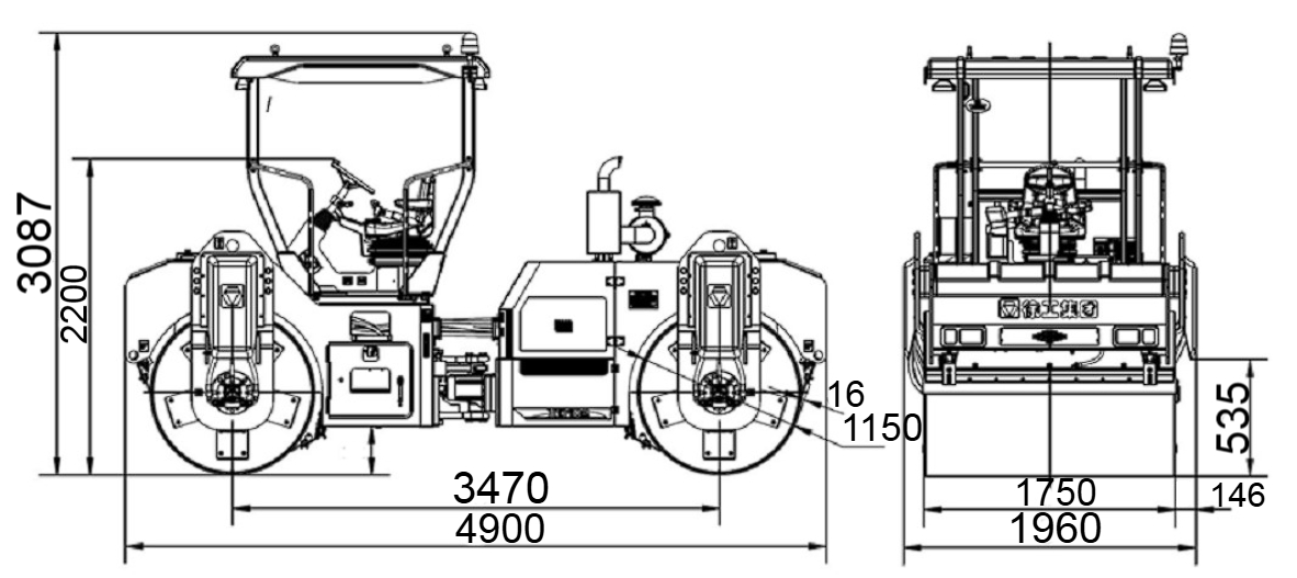 креслення двовальцевий дорожній каток XCMG XD103