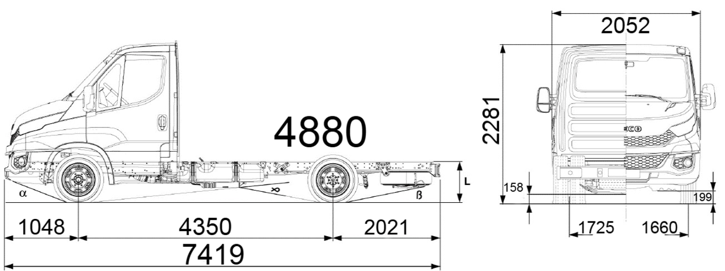 чертёж шасси Iveco Daily 70C16H