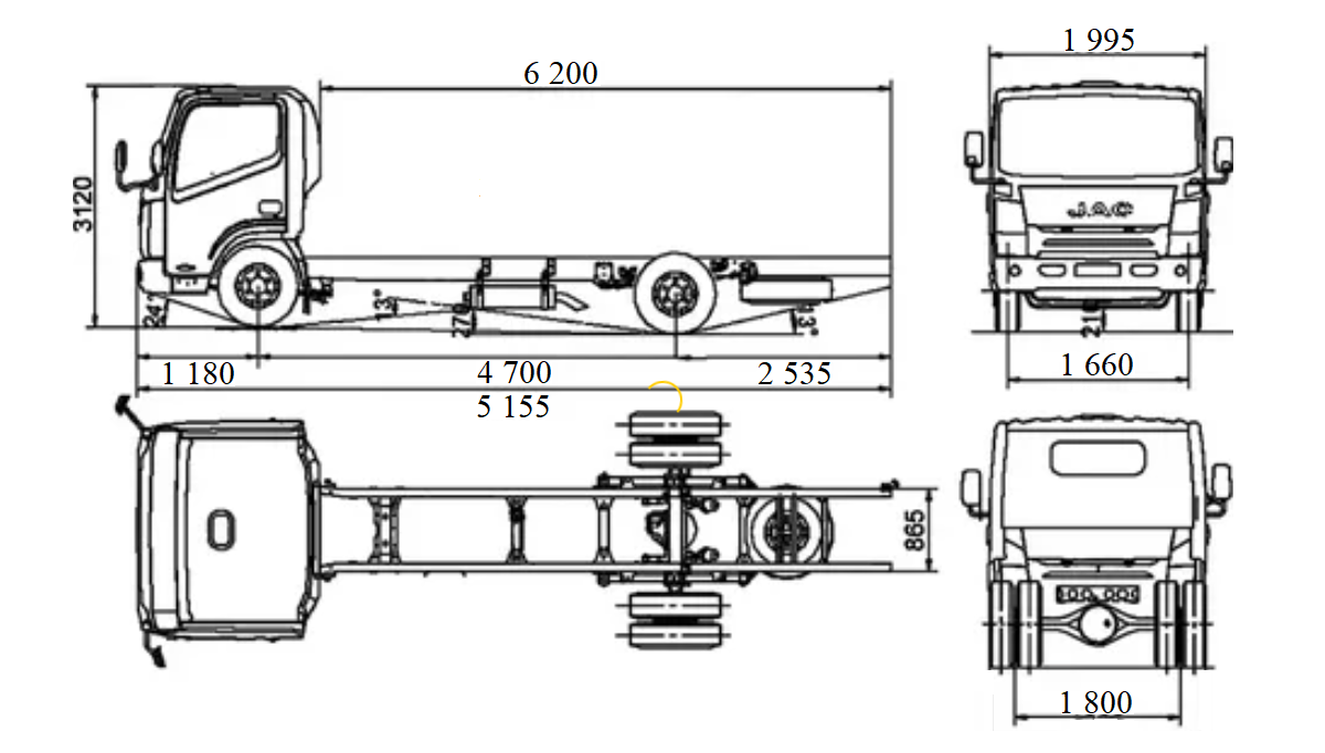 шасі JAC N120 креслення