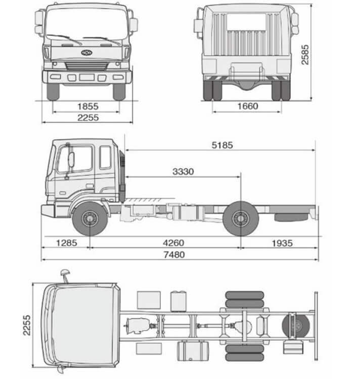 Креслення шасі Hyundai HD120