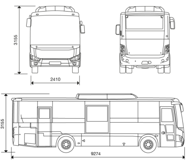 креслення автобуса OTOKAR VECTIO U