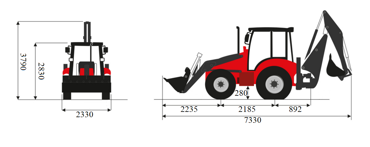 Екскаватор навантажувач Manitou MBL X 920 креслення