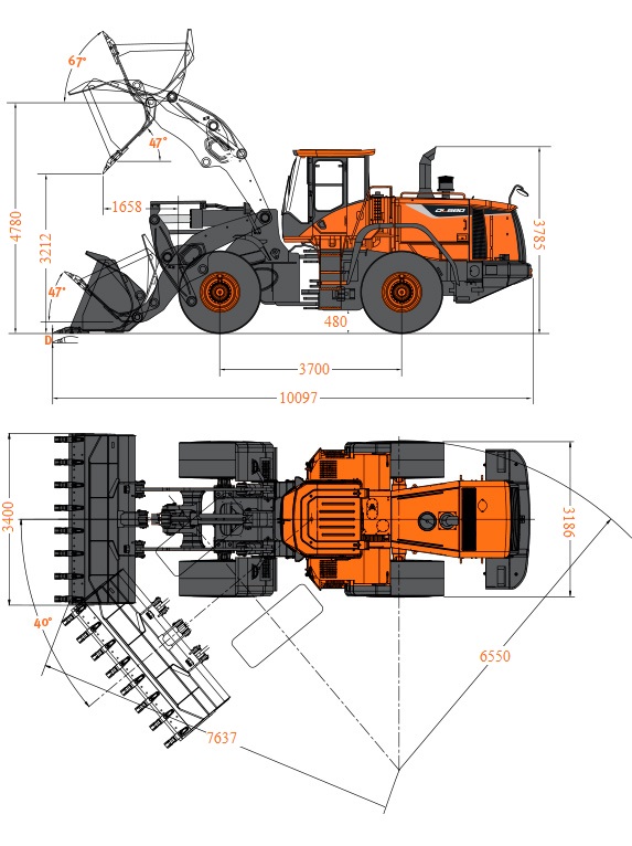 Фронтальний навантажувач Doosan DL580