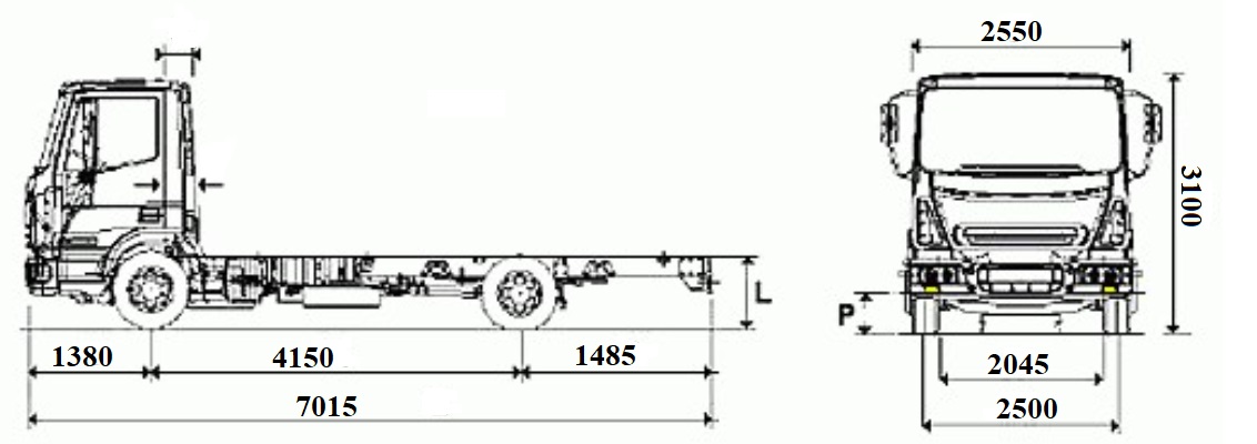 шасі IVECO Eurocargo ML140 E22 креслення