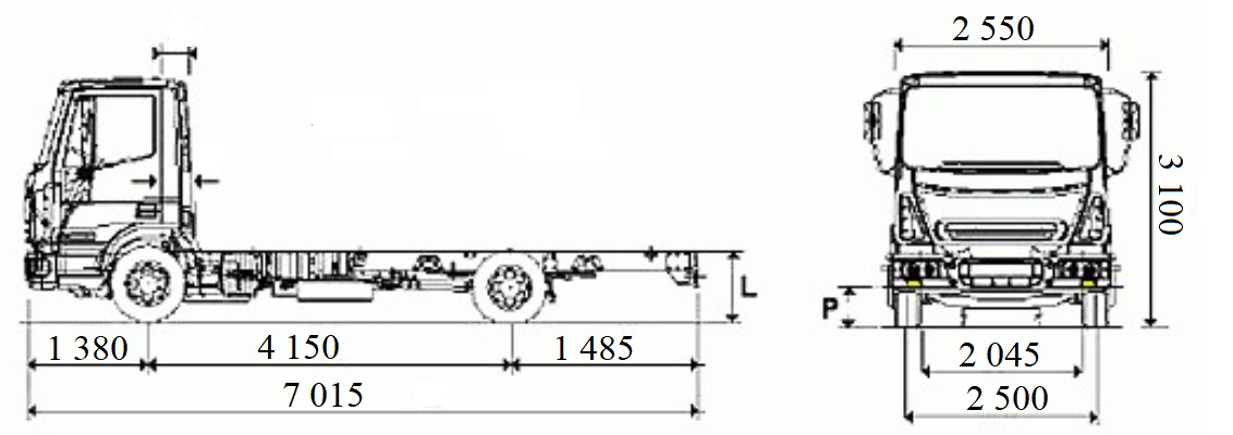шасі IVECO EuroCargo ML140E22 4х2 креслення