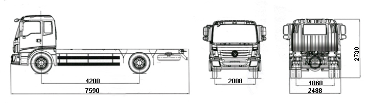 Чертёж шасси FOTON AUMAN BJ 1186 GVW 18 т