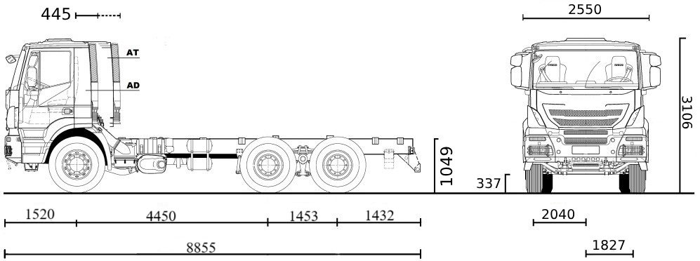 шасі Mercedes-Benz Actros 3346 креслення