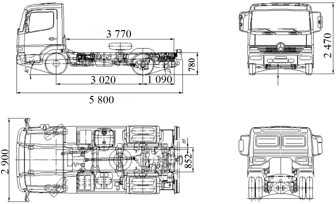 Шасі Mercedes Atego 1324 4X4 креслення