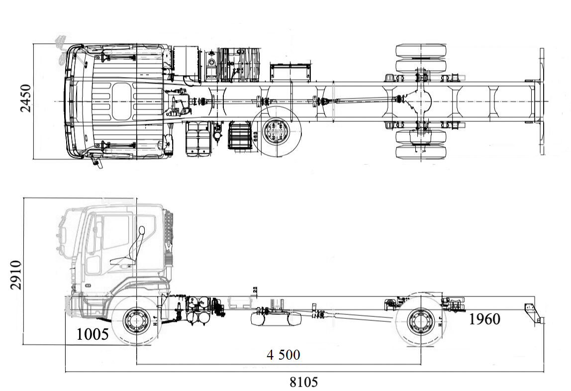 Шасі Daewoo Maximus 4х2 НC3AA креслення