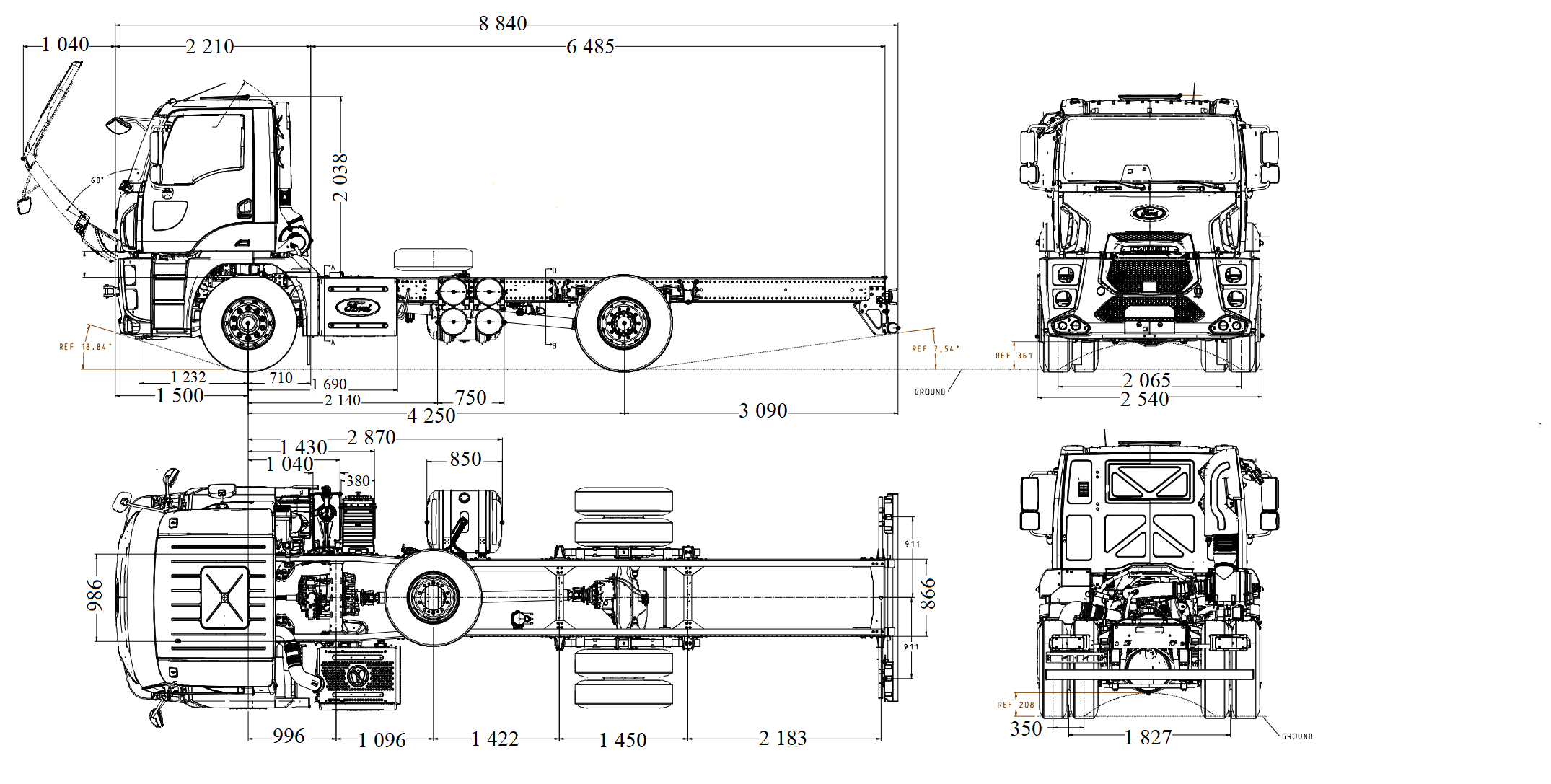 Шасі Ford Trucks 1833D DC креслення