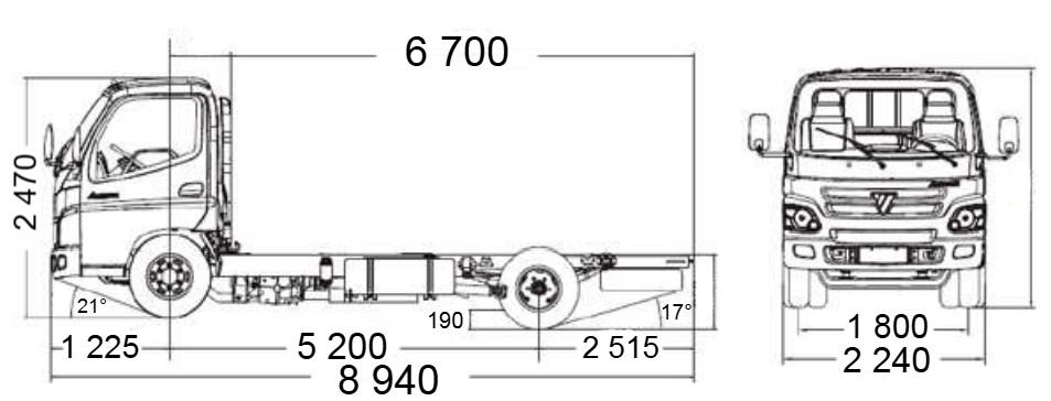 шасі FOTON DAIMBLER креслення