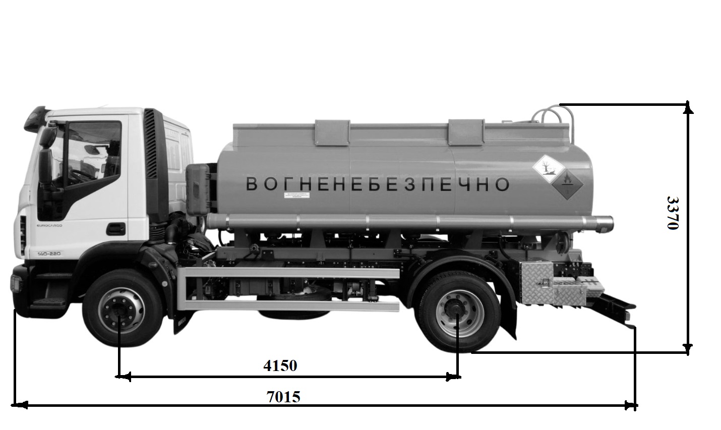 Автотопливозаправщик АПЗ-8 на шасі IVECO Eurocargo ML140E22 4х2 2 секції креслення