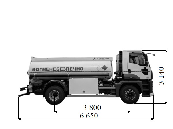 Бензовоз (АПЗ-10) 10 м³ на базі шасі Ford Trucks 1833 DC
