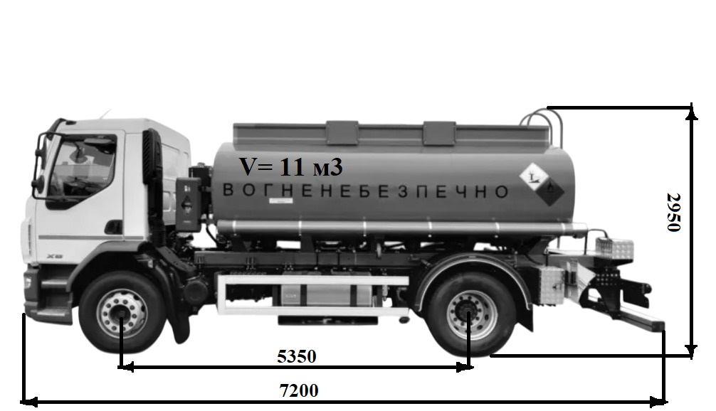 Автопаливозаправник АПЗ-11 на базі DAF XB 260 FA 2 секції