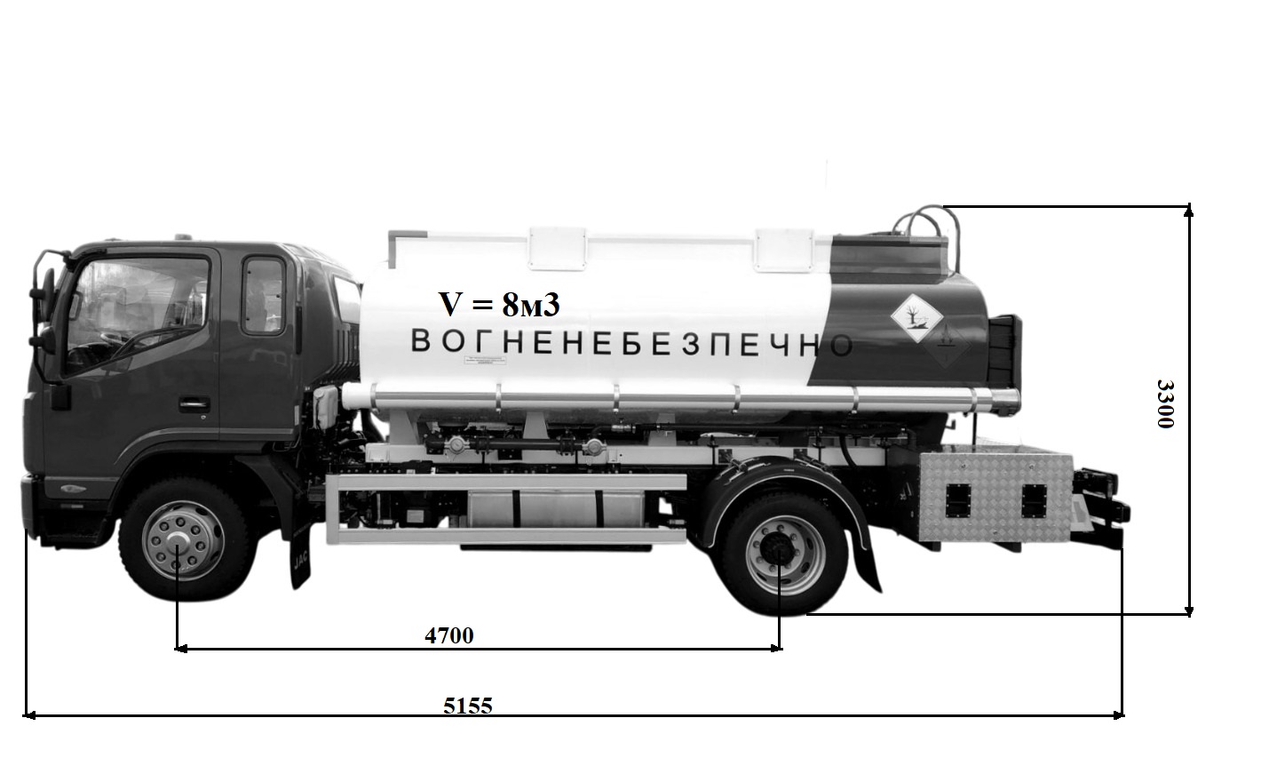 Автопаливозаправник АТЗ-8 на базі JAC N120 2 секції