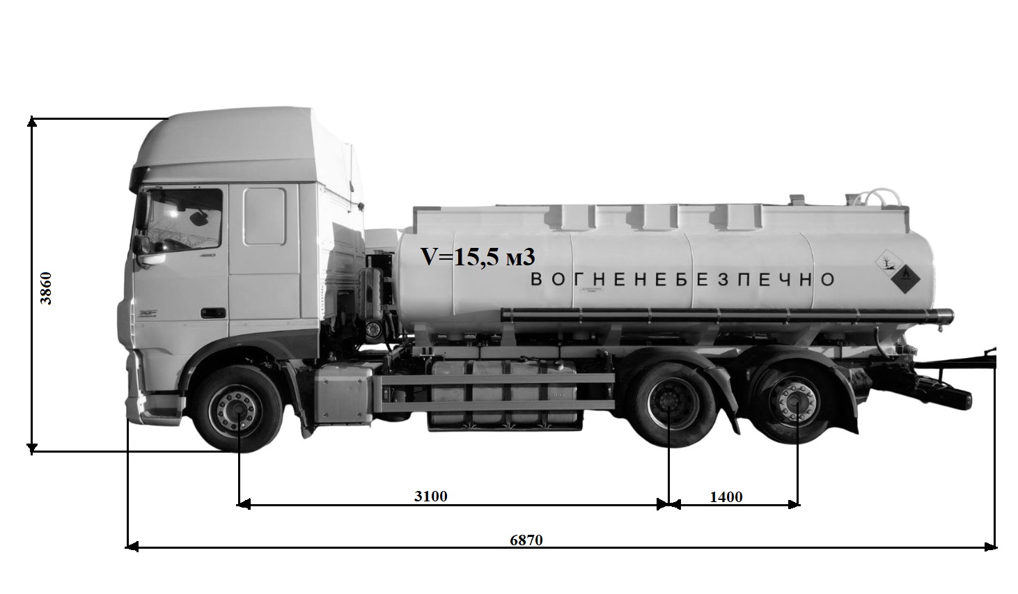 Автопаливозаправник АПЗ-15,5 на базі DAF XF 3 секції