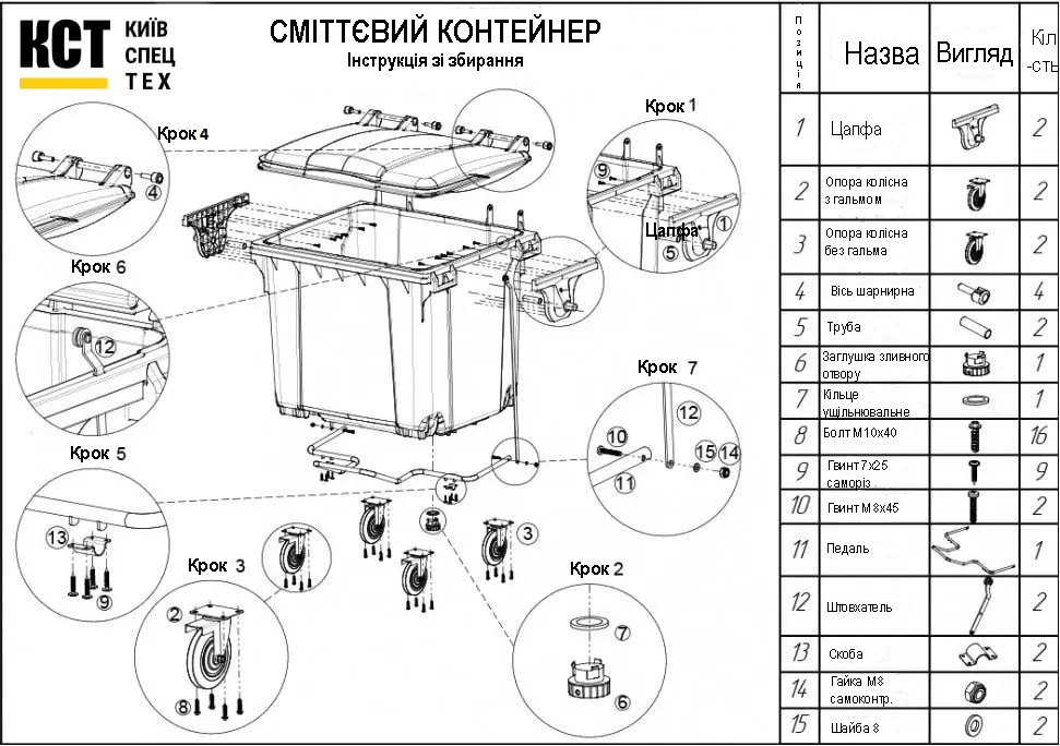 Євроконтейнер ESE V-1100 л
