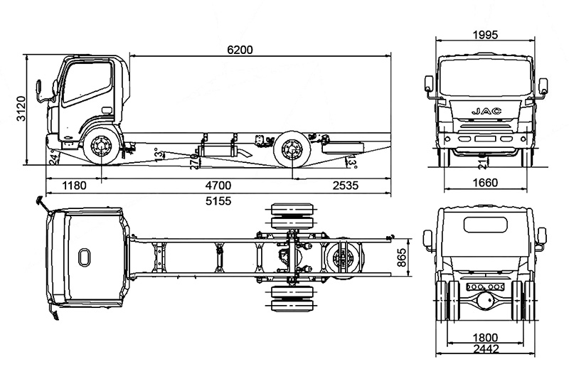 креслення шасі JAC N120