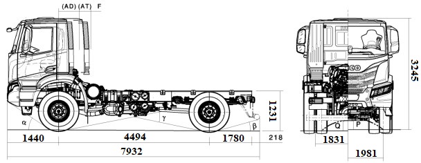 Бригадний автомобіль IVECO T-WAY AD190T34W Р 4х4 креслення