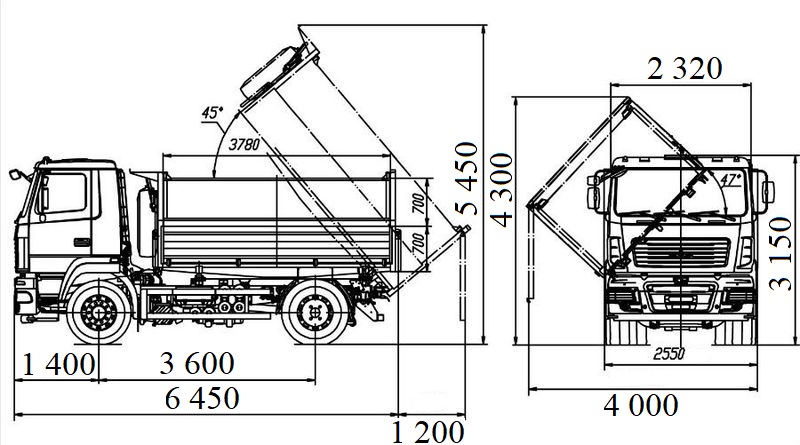 Піскорозкидач МКД-14 на базі МАЗ-5550