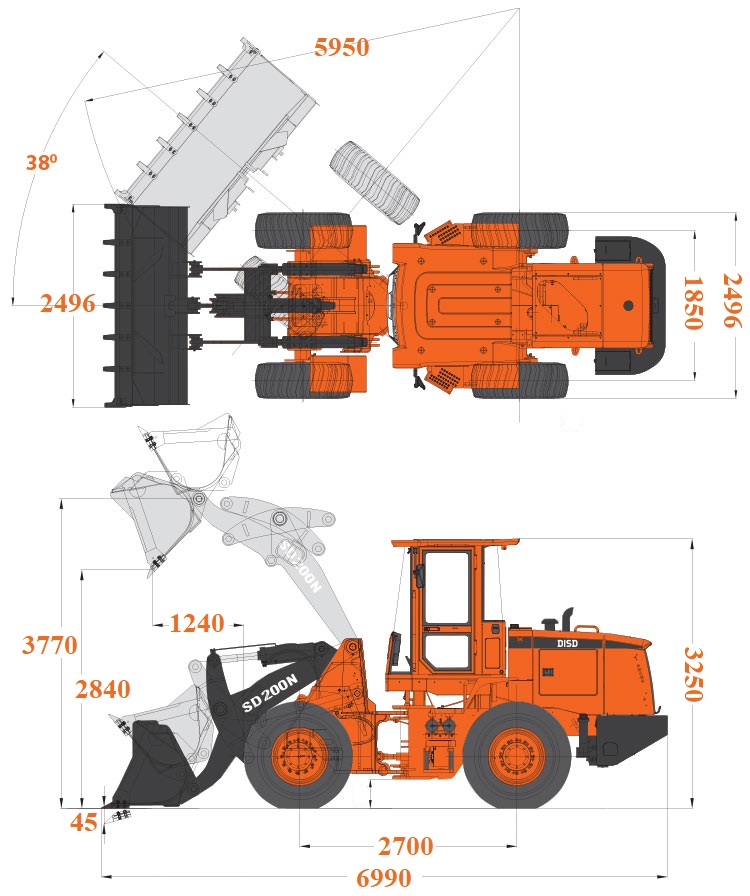 Фронтальний навантажувач Develon DISD SD200N