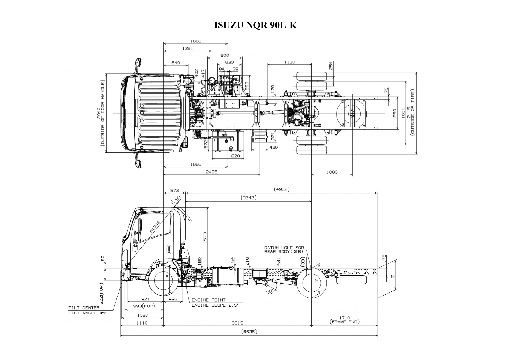 креслення шасі Isuzu NQ 90 №2