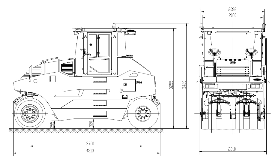 креслення пневмоколісний каток XCMG XP203
