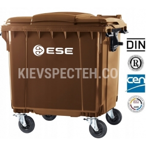 Евроконтейнер ESE пластиковый с плоской крышкой V-1100 л. коричневый