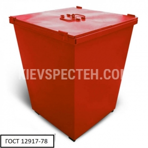 Бак металлический для ТБО с крышкой V-750 л. красный