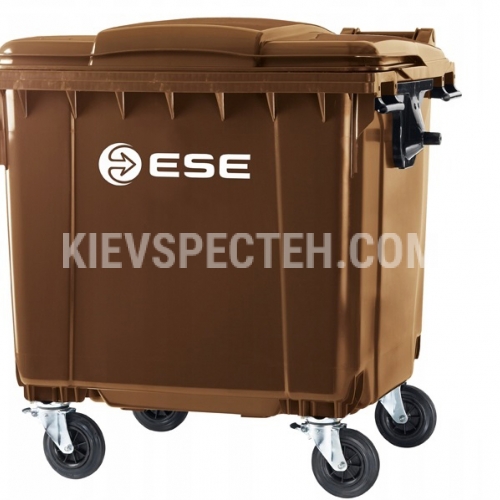 Евроконтейнер ESE пластиковый с плоской крышкой V-1100 л. коричневый Евроконтейнер ESE пластиковый с плоской крышкой V-1100 л. коричневый