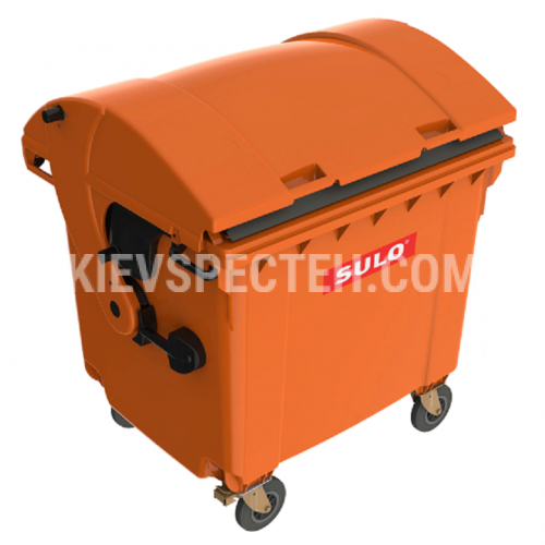 Евроконтейнер пластиковый со сферической крышкой V-1100 л. оранжевый