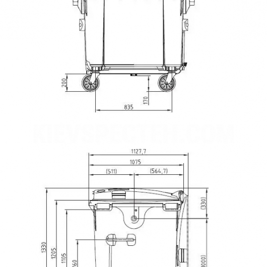 Євроконтейнер з  пласкою кришкою V-1100 л. Sulo чорний