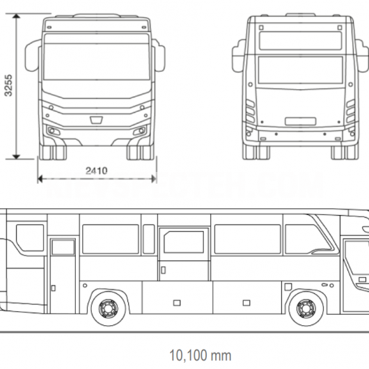 габаритні розміри автобуса OTOKAR ULYSO-T 43