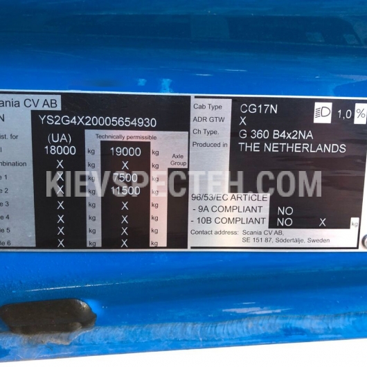 Характеристики Scania G360 4x2