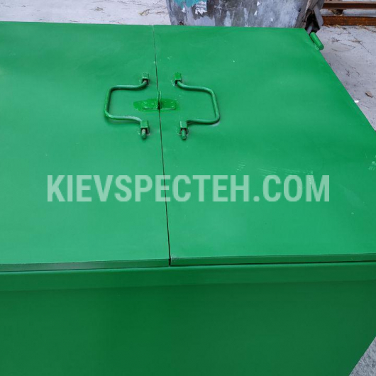 Бак металлический для ТБО с крышкой V-750 л. зеленый
